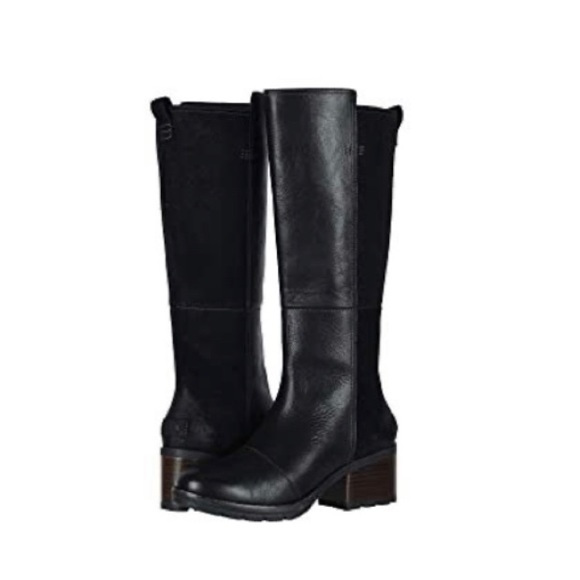 Sorel Cate Tall Leather Suede Black Riding Boots - Picture 2 of 9